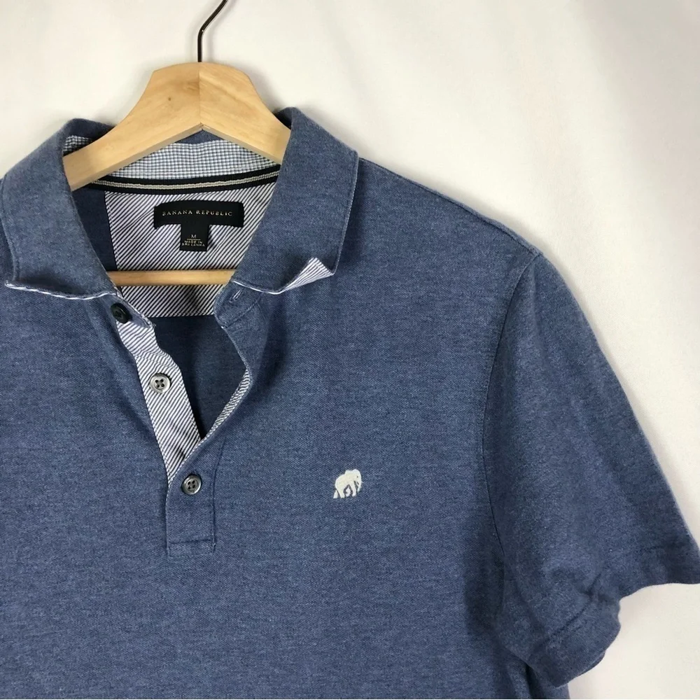 Banana Republic Indigo Blue Cotton Short Sleeve Polo M
